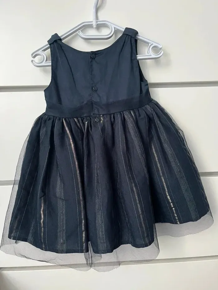 Robe de fête  bleu marine et doré 12 mois fille - photo numéro 2