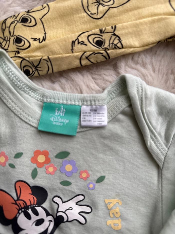 Lot 2 bodies Disney manche longue Minnie Mouse et le roi lion 62 68 cm - photo numéro 2