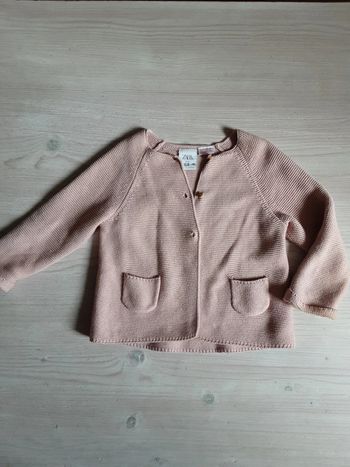 Gilet coton maillé vieux rose T. 86cm (12-18 mois)