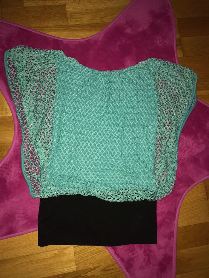 Haut « filet » vert et noir - photo numéro 4