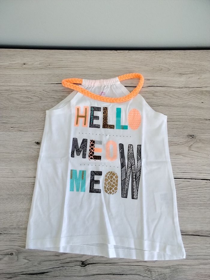 Débardeur marcel hello meow meow fille 4 ans - photo numéro 1