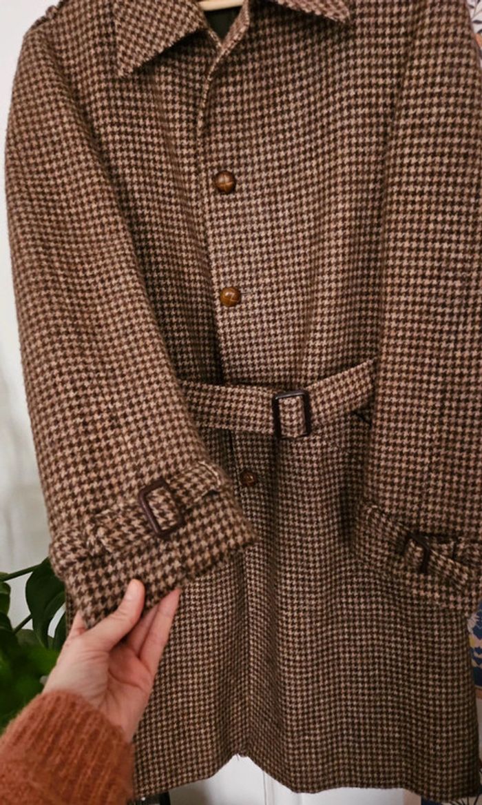 Manteau long pied de poule 100% laine - photo numéro 3