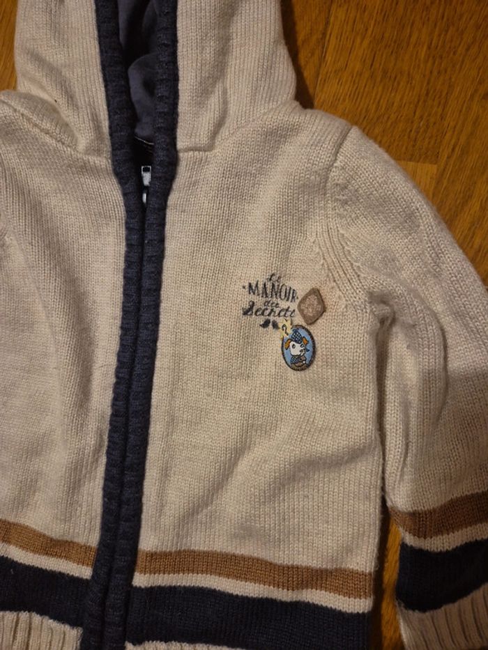 Gilet capuche zip beige taille 9 mois - photo numéro 2