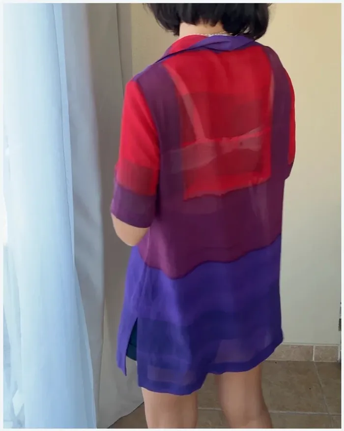 Chemise Weill 42 rouge et violette TBE - photo numéro 4