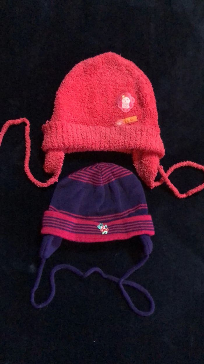 Lot  bonnets fille avec cache-oreilles