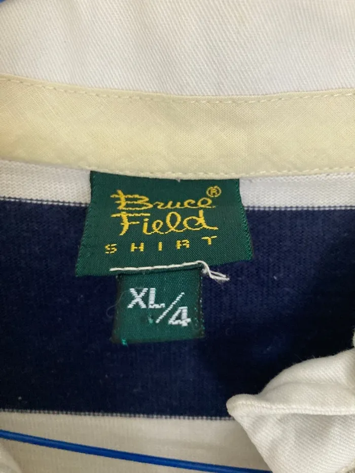Polo homme manches longues rayé blanc et bleu marine XL Bruce Field - photo numéro 5