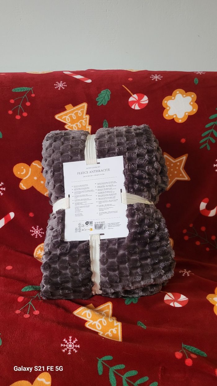 Lot housse de couette king size et 2 taies d oreiller gris anthracite oeko tex neuve - photo numéro 4