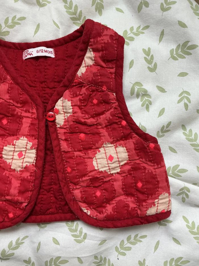 veste matelassée sans manches rouge et rose 6/12 mois du pareil au même - photo numéro 4