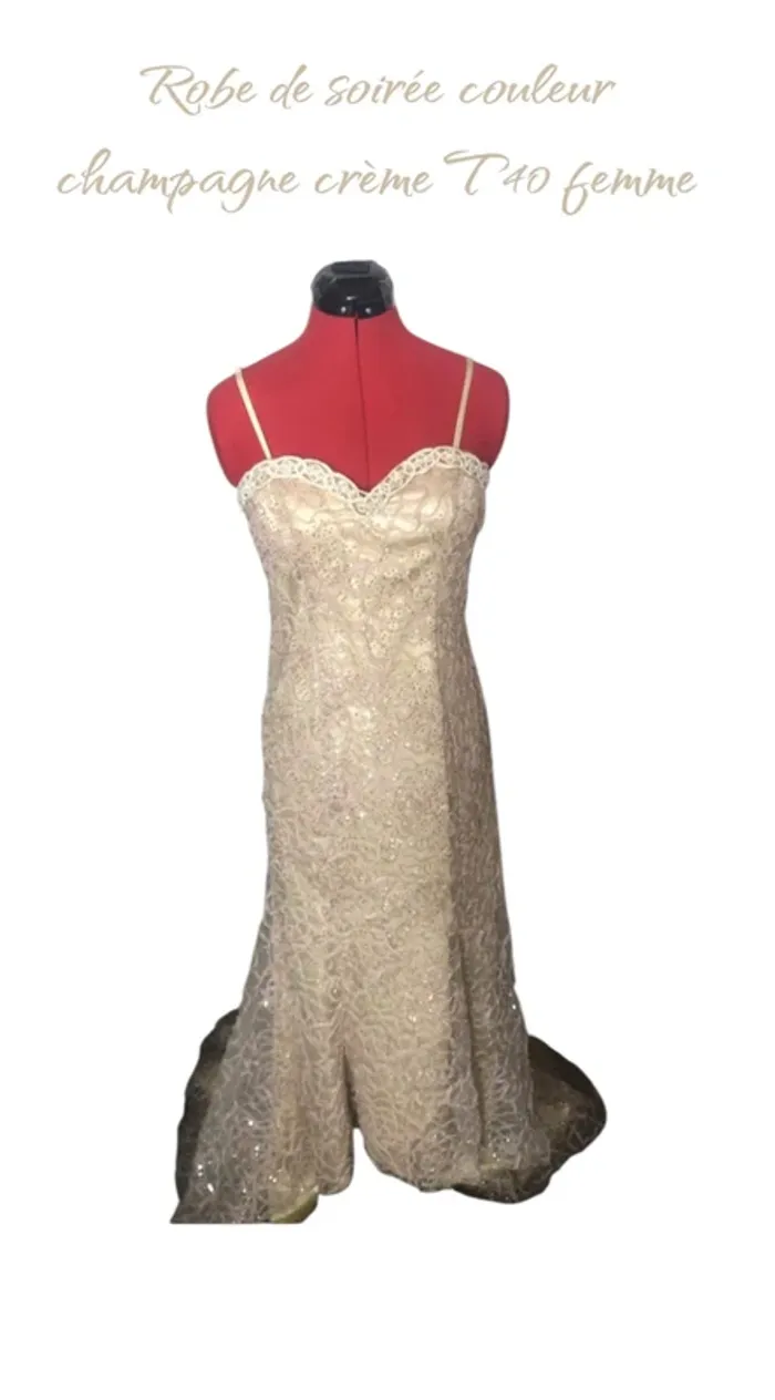Robe de soirée couleur champagne crème T40 femme 👗