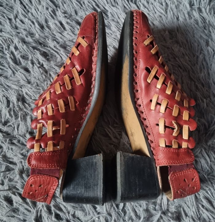 Sandales à talons bordeaux 39 en cuir - photo numéro 6