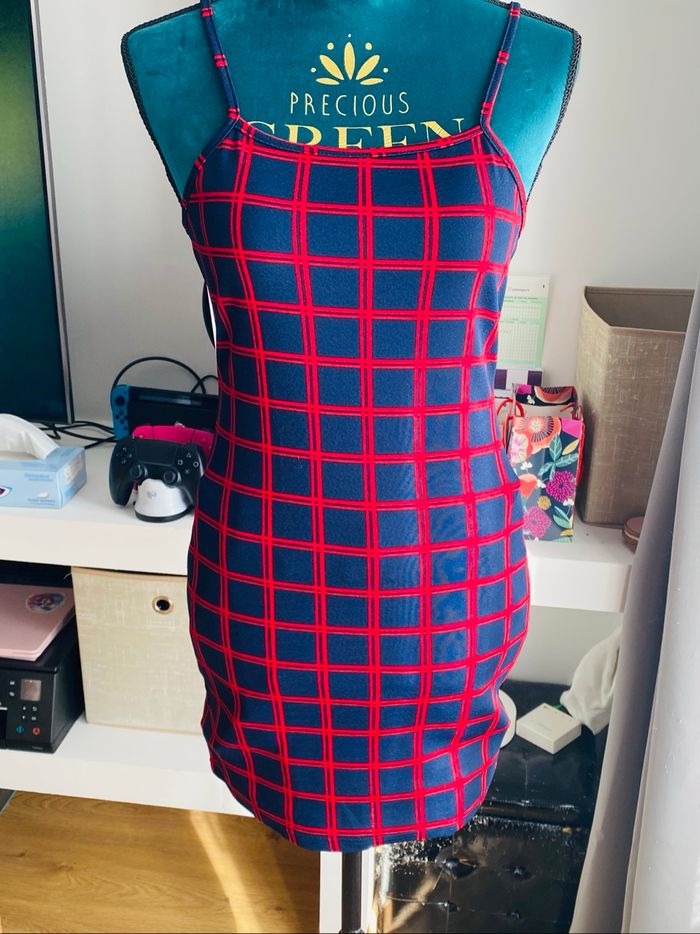 Robe SHEIN Carreaux Bleu Rouge - photo numéro 3