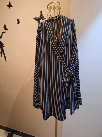 Tunique marine & fines rayures - Made in France