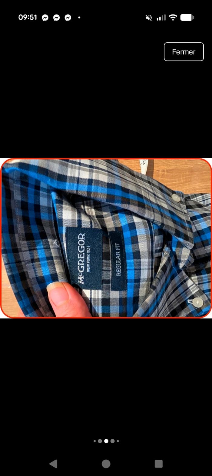 Chemise McGregor Regular Fit – Carreaux Bleu/Gris/Noir – Taille M - photo numéro 4