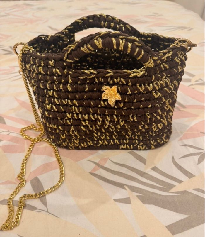 Sac à main marron & doré - idée cadeau Noël - photo numéro 2