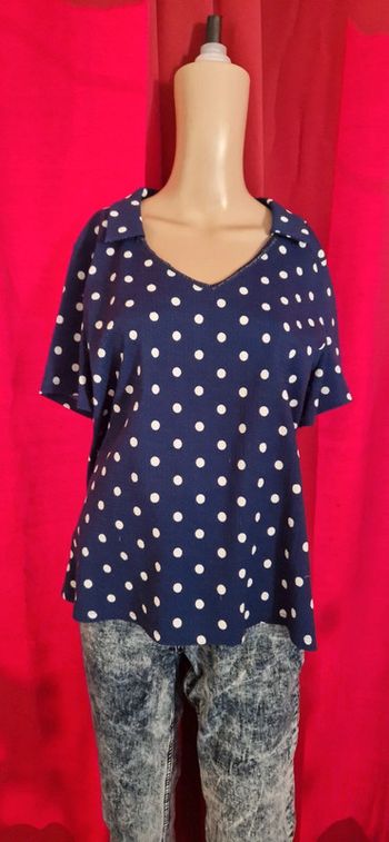 Blouse bleu vintage, taille L Grain de Malice