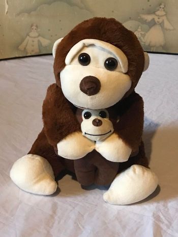 Gros Singe Marron Petit Bébé Singe Bras Animal Faune Jungle Peluche Petits Enfants Bébés