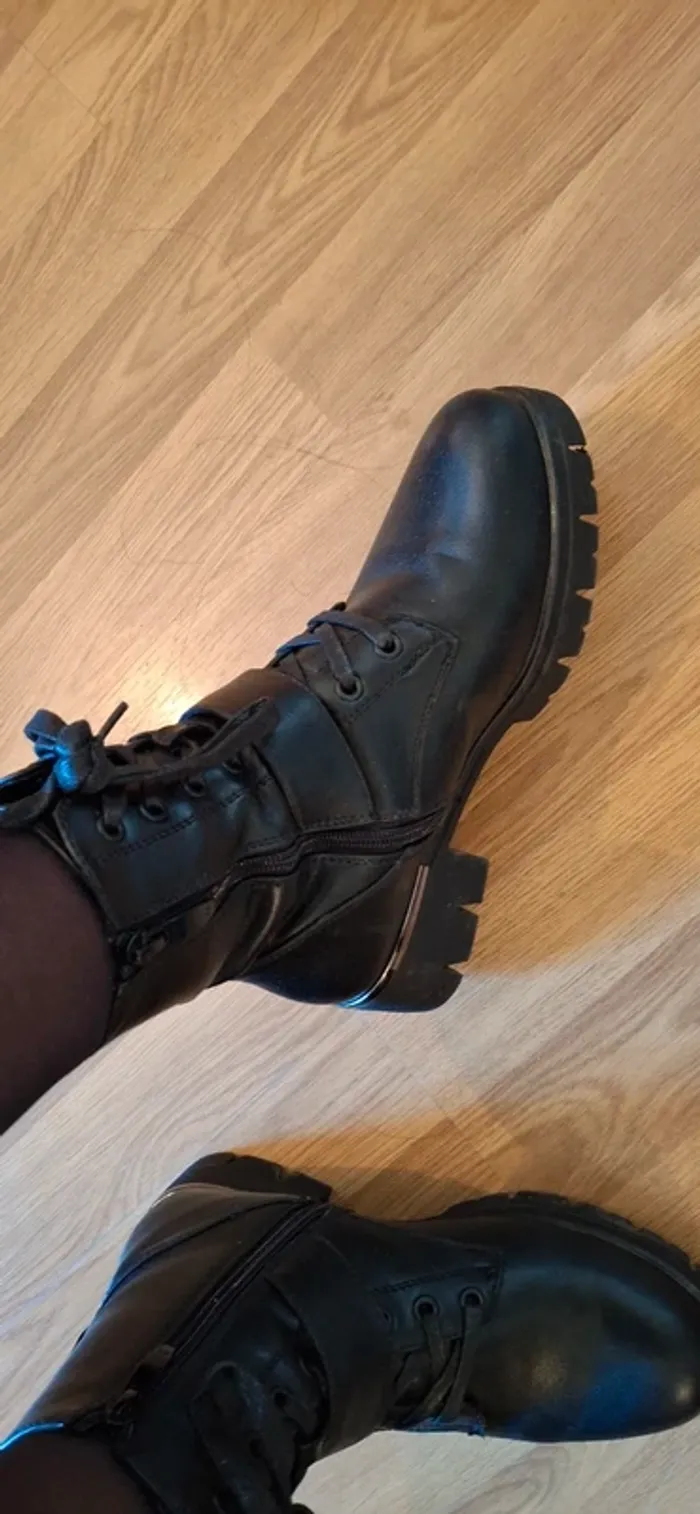 Botines cuir noir a lacets et fermeture éclair cimarron - photo numéro 2