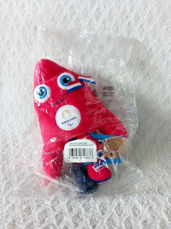 Mascotte peluche Paralympique Paris 2024 24 CM NEUF JEUX OLYMPIQUES.