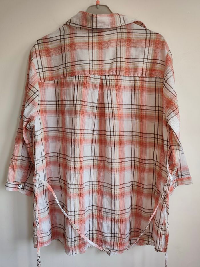 Chemise à carreaux blanc/orange – Taille 42/44 – World Fashion - photo numéro 5