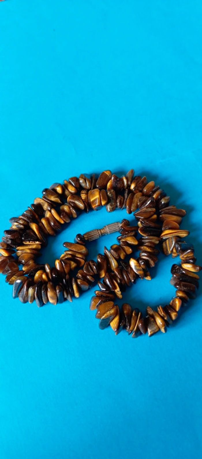 Collier ras du cou en perles d'œil de tigre - photo numéro 2