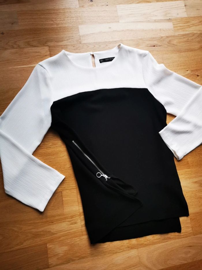Tee-shirt blouse noir et blanc - photo numéro 2