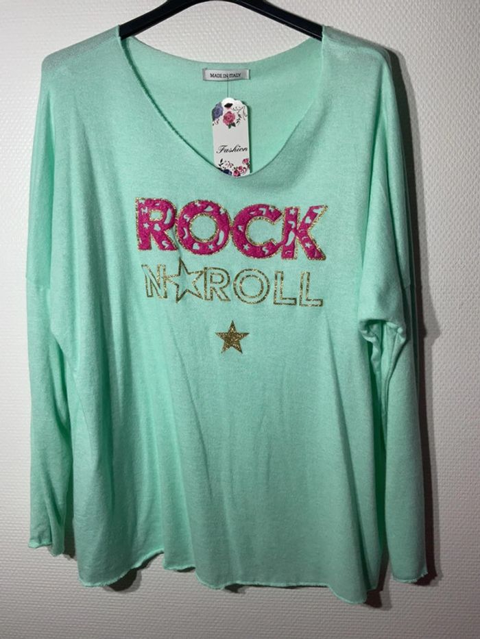 Pull « rock and roll » femme taille unique (38-46)- just me - neuf avec étiquette