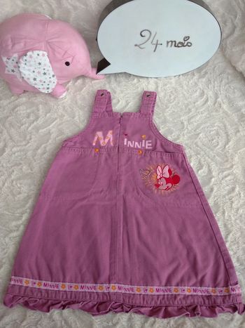 Robe bretelles style salopette jeans Fille 24 mois Minnie Disney