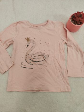 T-shirt manches longues rose cigogne fille