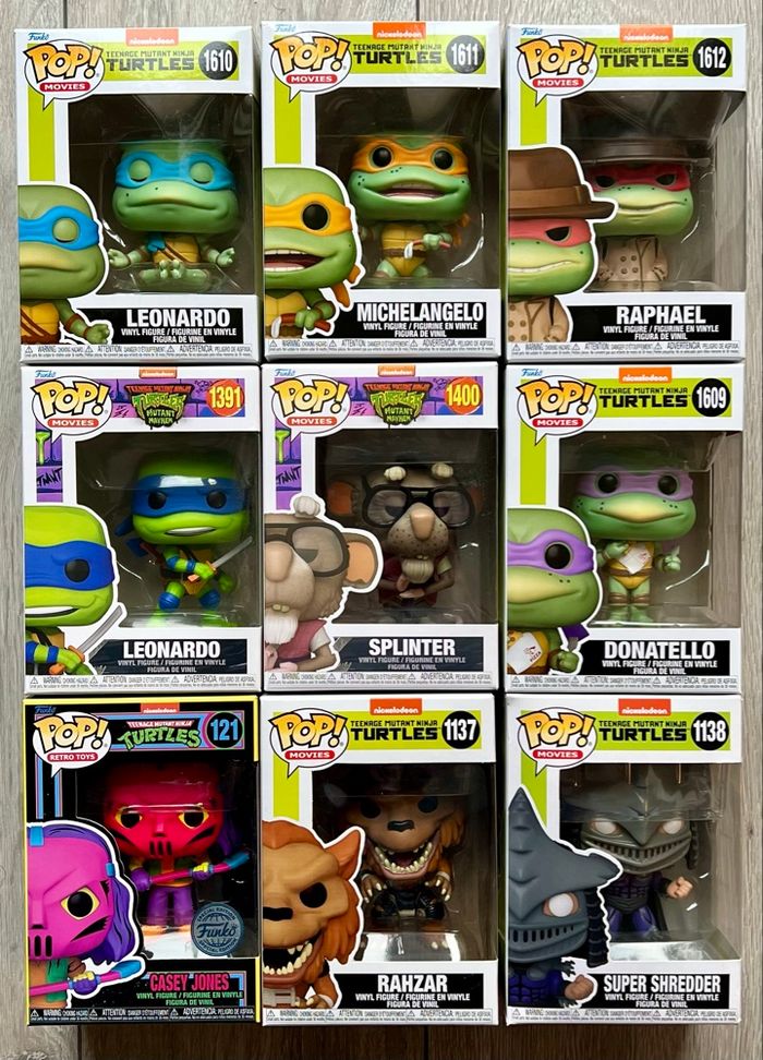 Lot de 9 figurines Funko Pop Tortues Ninja/TMNT