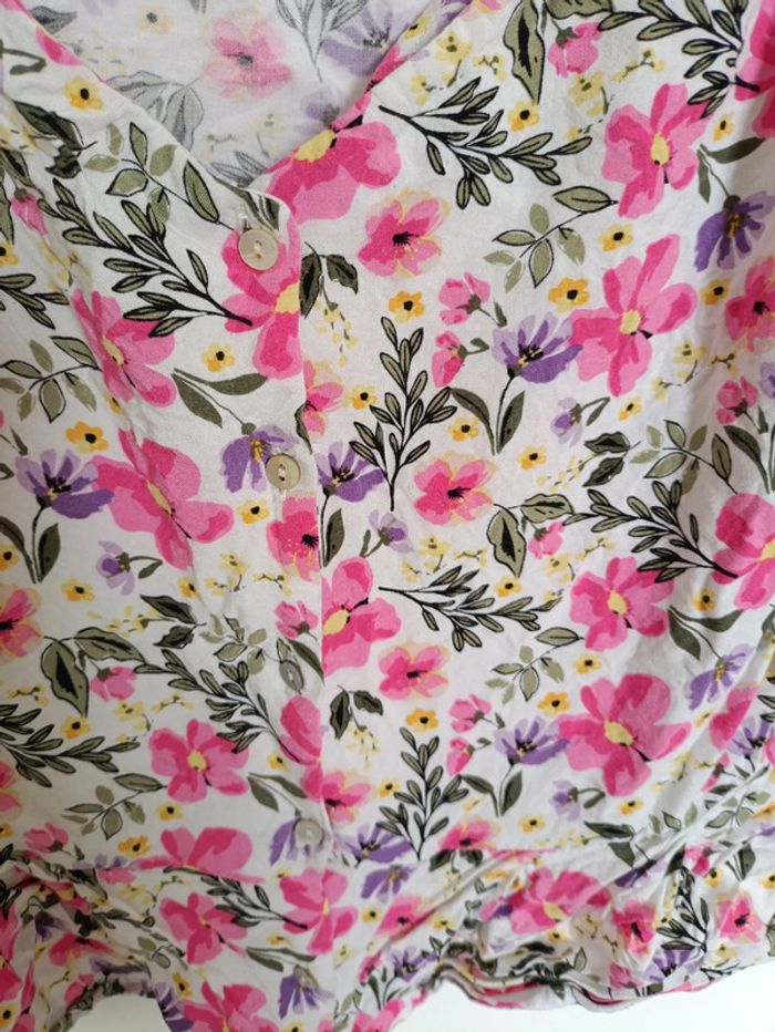 Haut chemises fleuri rose à manches bouffantes vintage - photo numéro 3