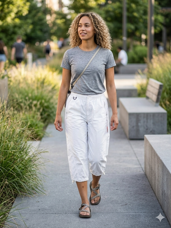 Pantacourt blanc taille élastiquée Taille S RG512