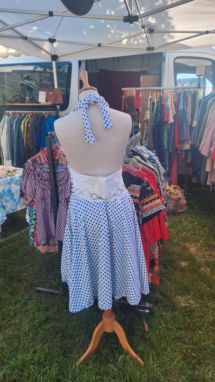 Superbe robe pin up vintage en coton à pois - photo numéro 3