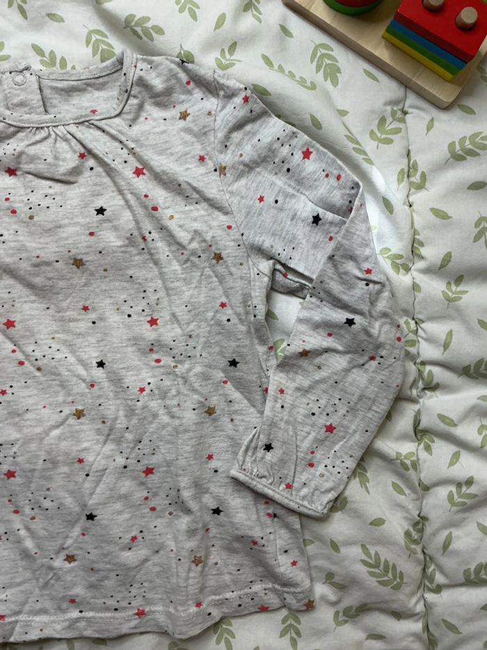 teeshirt manches longues gris motifs étoiles 36 mois bébé rêve - photo numéro 4