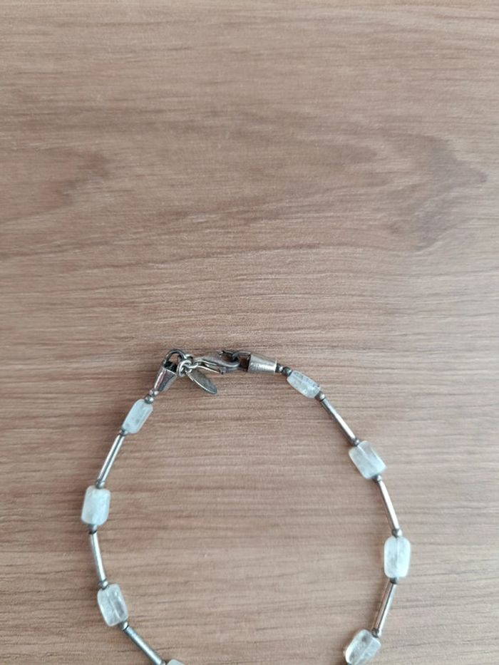 Bracelet argenté et pierre de lune - photo numéro 2
