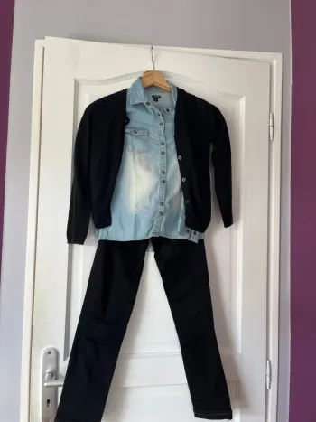 Ensemble stylé fille 8 ans – Total look denim & noir