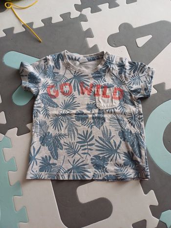 T-shirt bleu et gris 2 ans