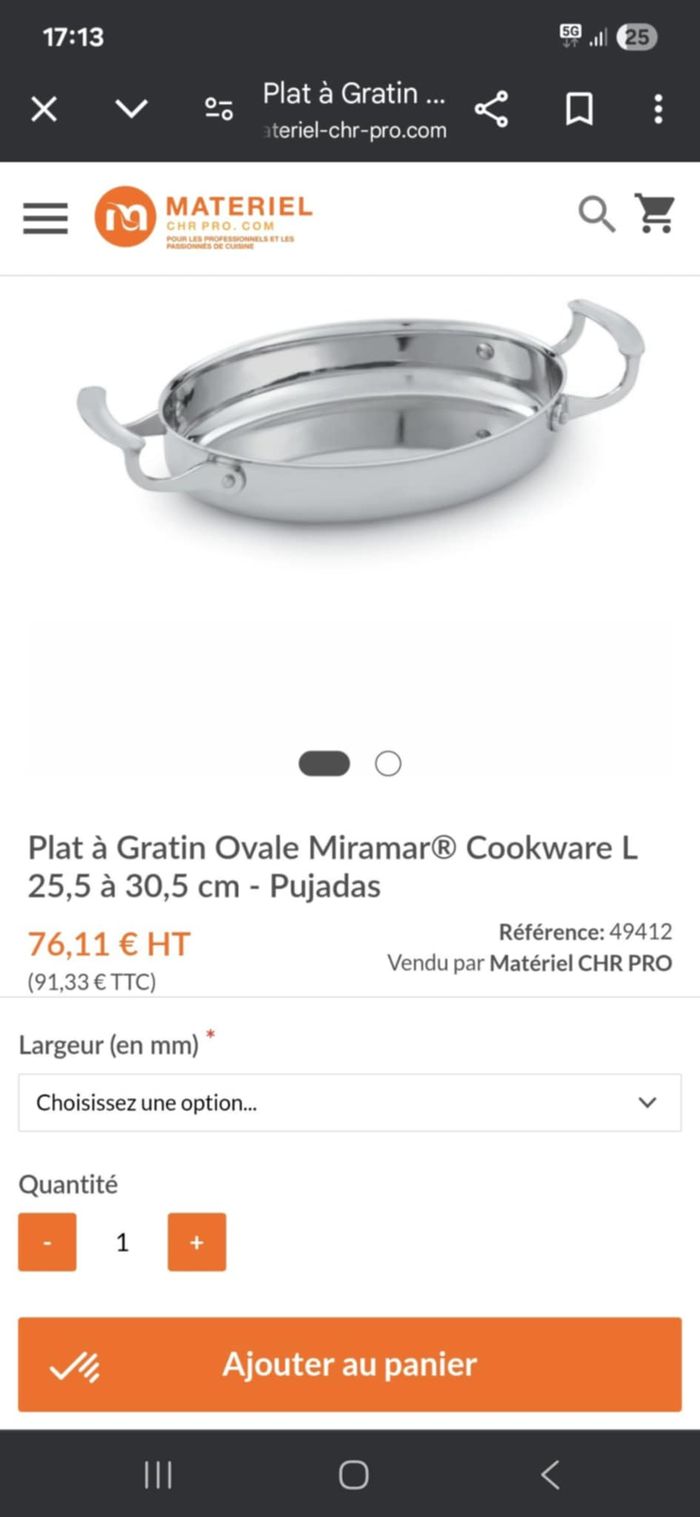 Plat à Gratin Ovale en inox Miramar® Cookware tout feux dont induction - photo numéro 2