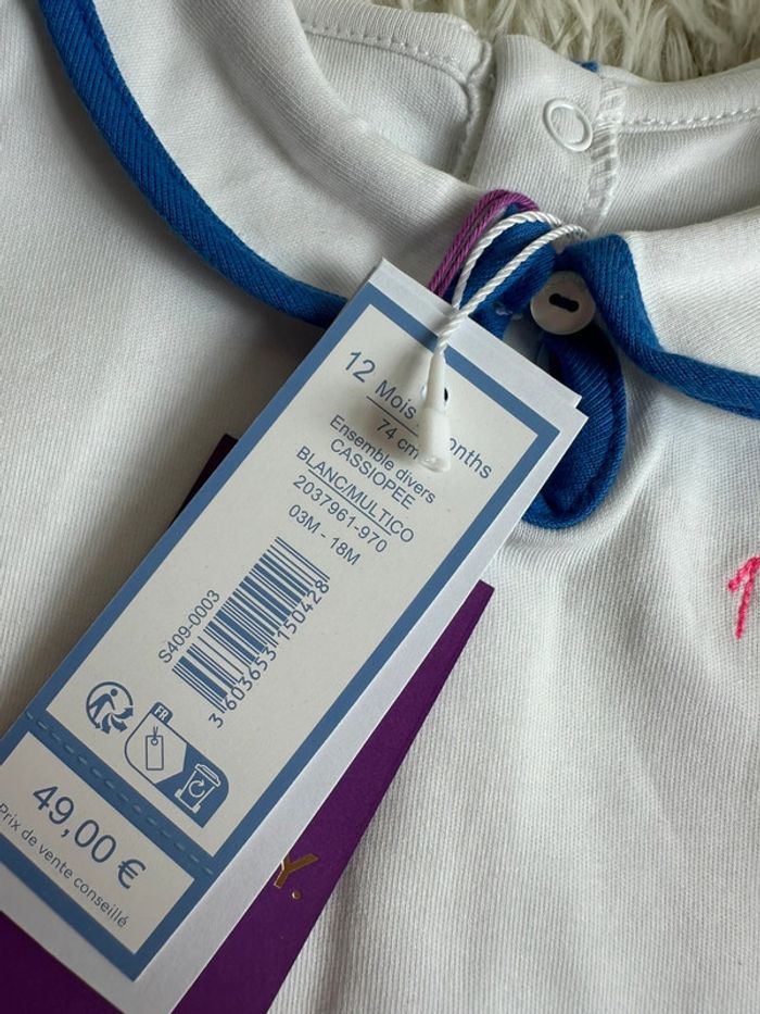 Ensemble blanc et liberty Jacadi taille 12 mois - photo numéro 5