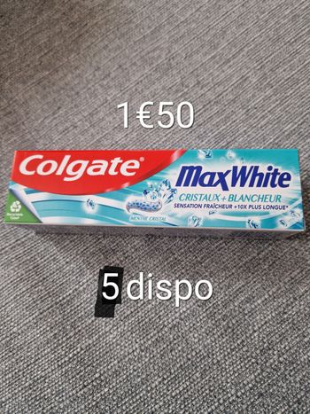 Dentifrice colgate max white menthe cristal