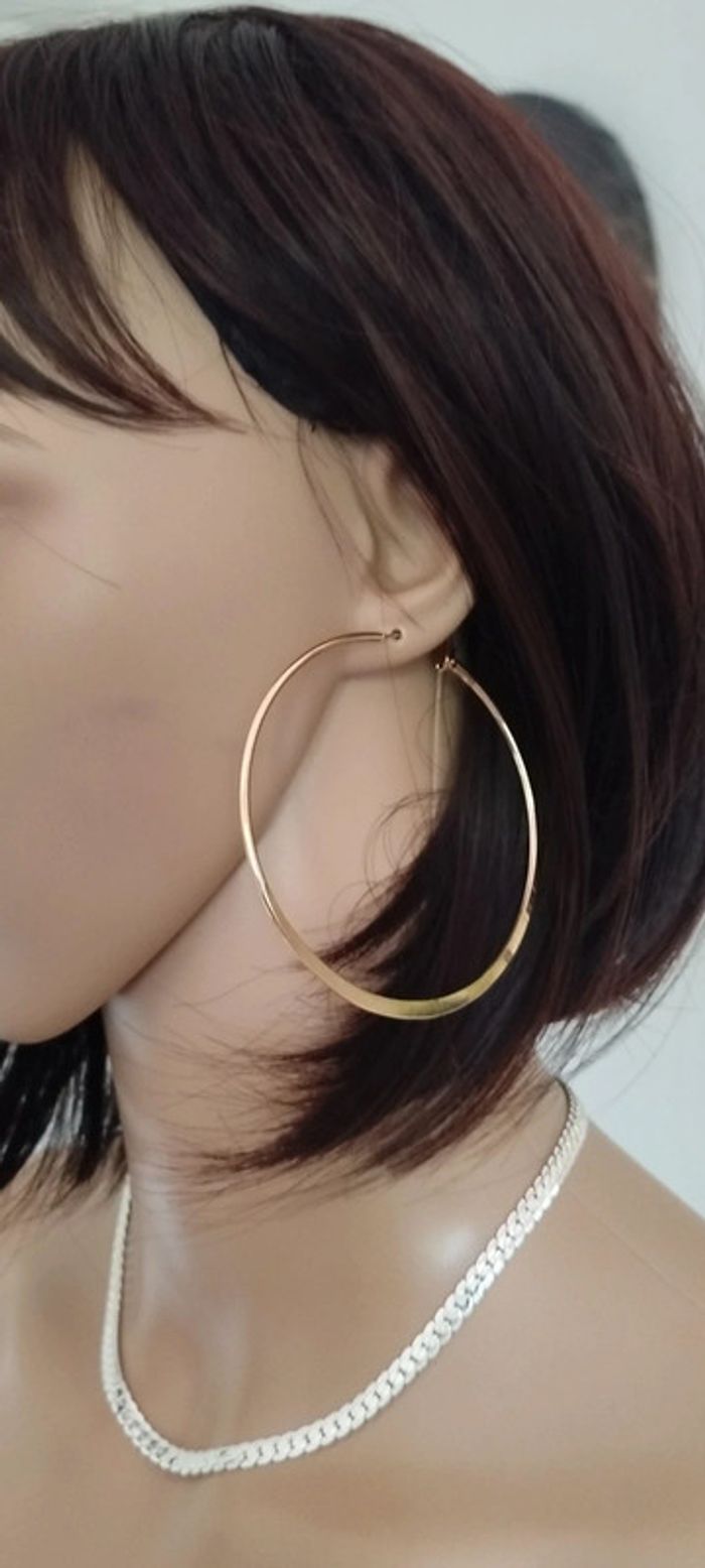 Créoles Élégance – Plaqué Or 24 Carats diam 7 cm - photo numéro 5