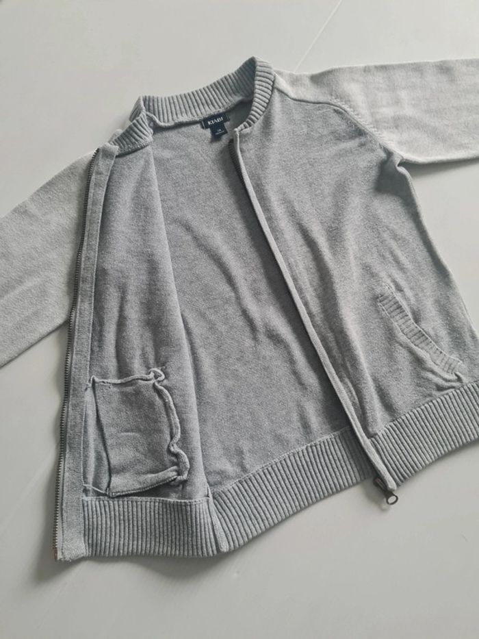 Gilet zippé fine maille, 2 tons de gris, garçon 5 ans - photo numéro 4