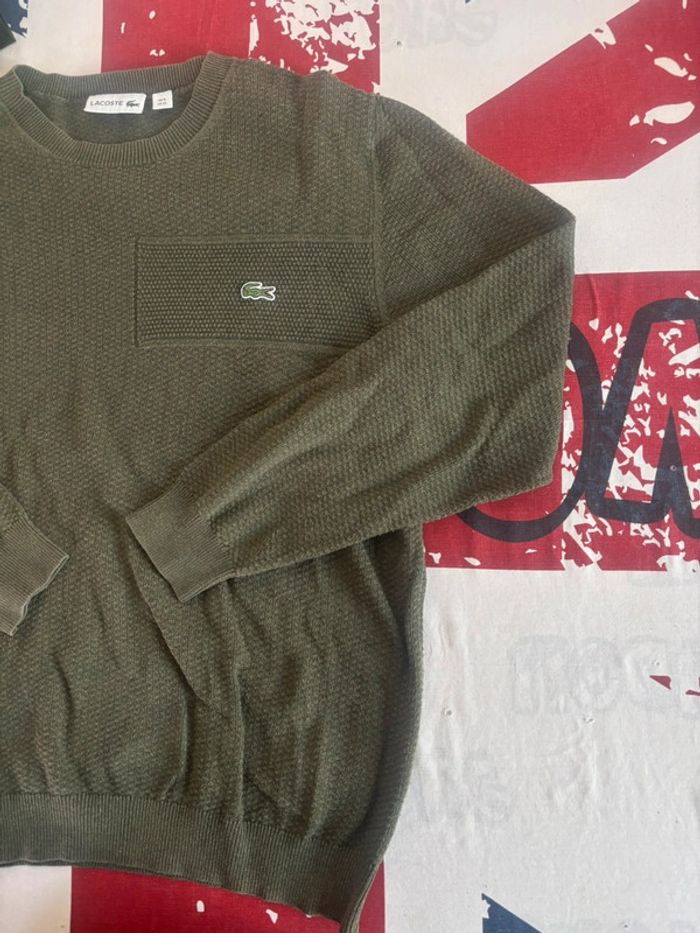 Pull Lacoste S/M vert kaki motif brodé - photo numéro 4