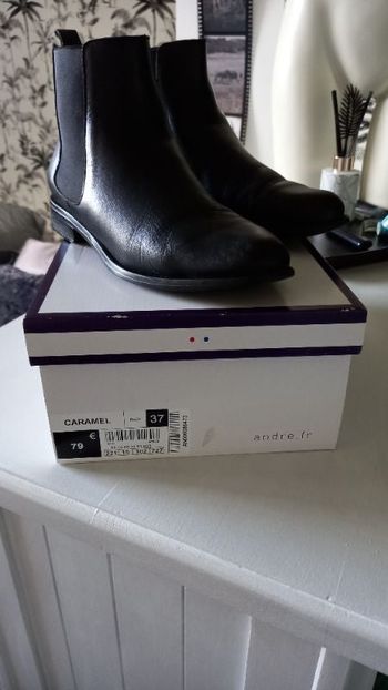 Boots André cuir noir