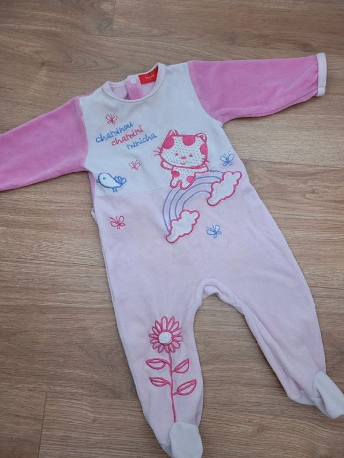 Pyjama rose en velours Tissaia 6 mois