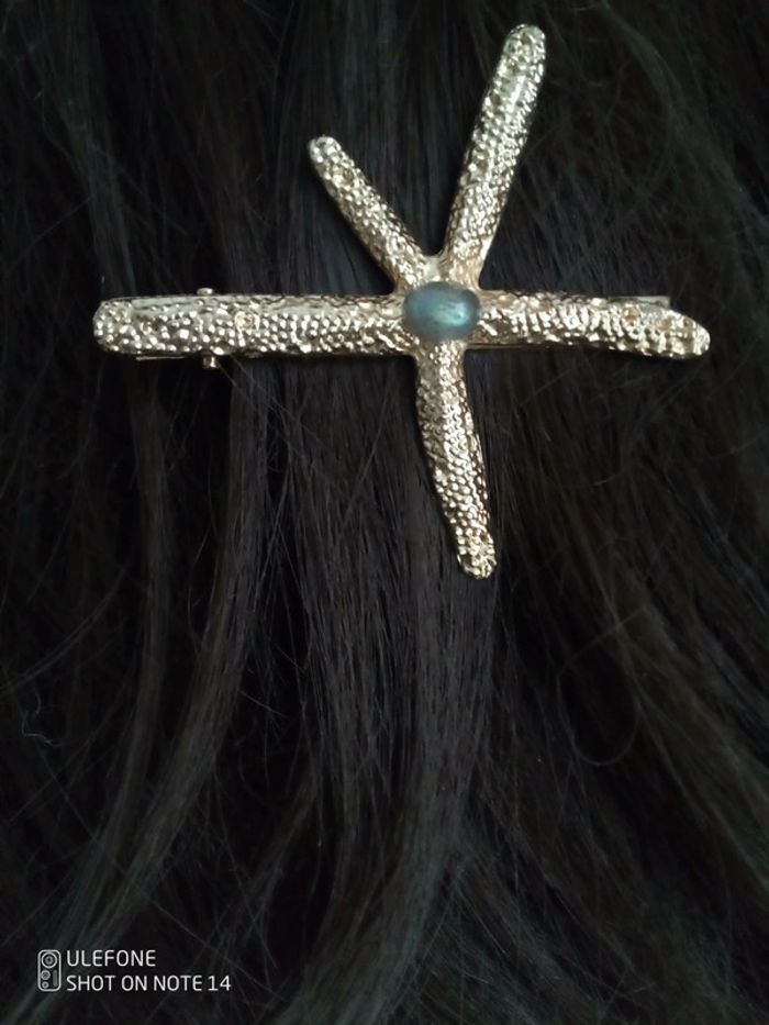 Barrette pierre de labradorite étoile de mer - photo numéro 2