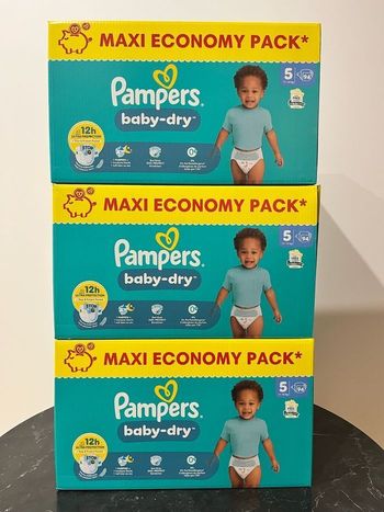 🔹3 Packs Pampers Baby-Dry Taille 5 Maxi Economy – 282 couches – Neufs scellés 11–16 kg