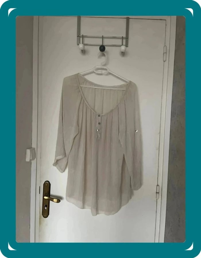 Blouse beige transparente