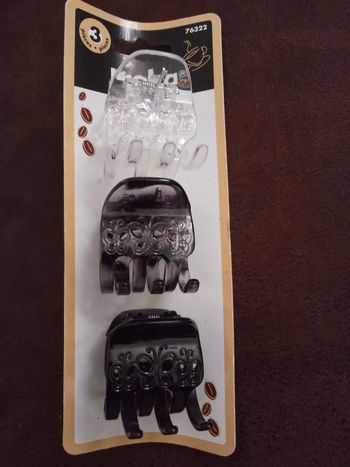 Ensemble de 3 petites pinces en plastiques "Moka"