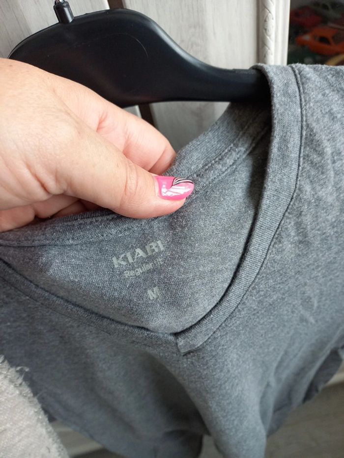 2 tee-shirts col V gris manches courtes homme - photo numéro 3