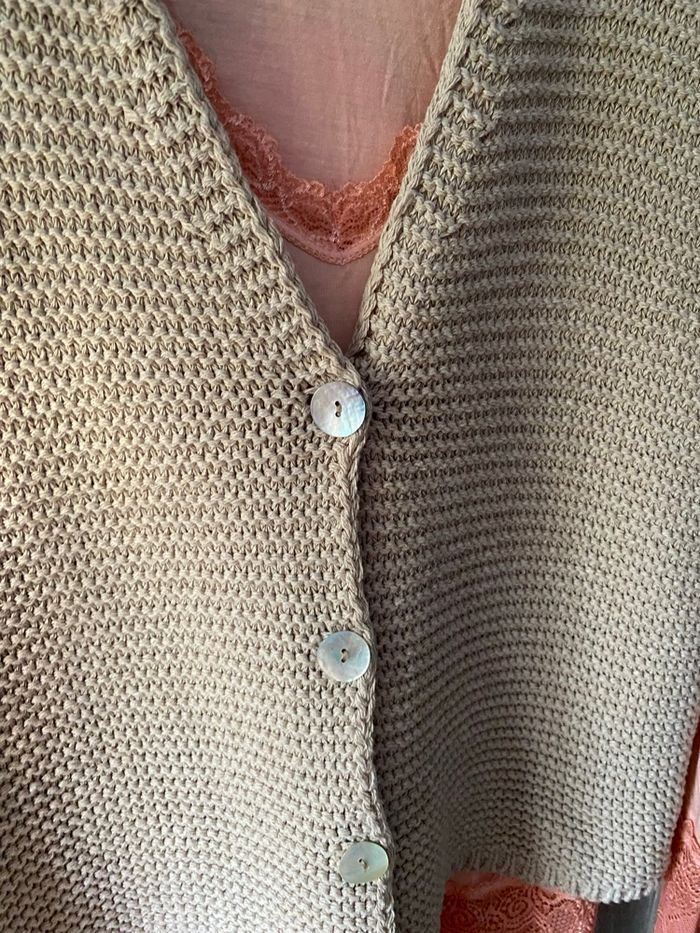 Gilet sans manches beige coton